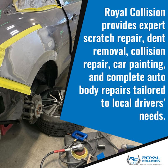 Royal Collision Provides Expert scratch repair, dent removal, collision repair, car painting and complete auto body repair