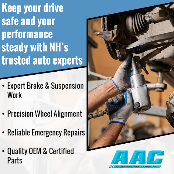 Technician performing brake and suspension repair at Automotive Alignments and Calibrations for safe handling and wheel alignment