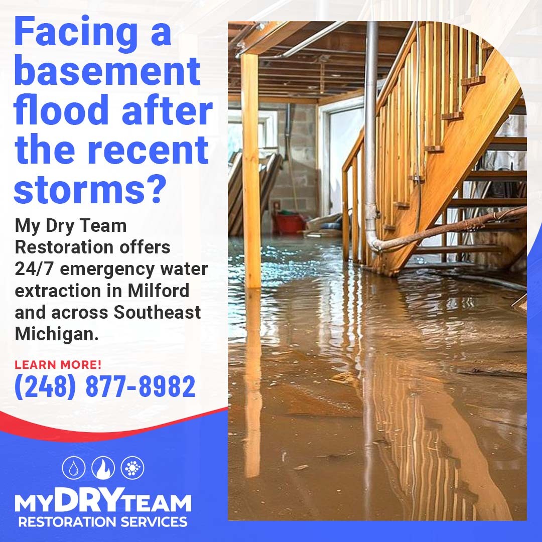 Basement Flood Cleanup in Milford